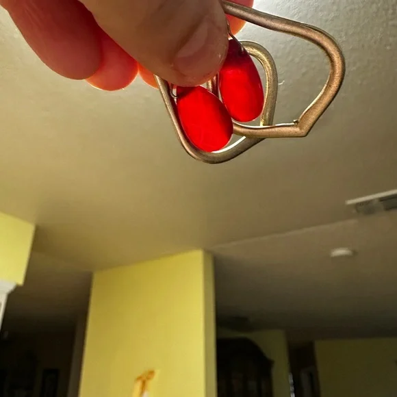 Kendra Scott Gold Frame Earrings with Deep Red Accents - Picture 2 of 5